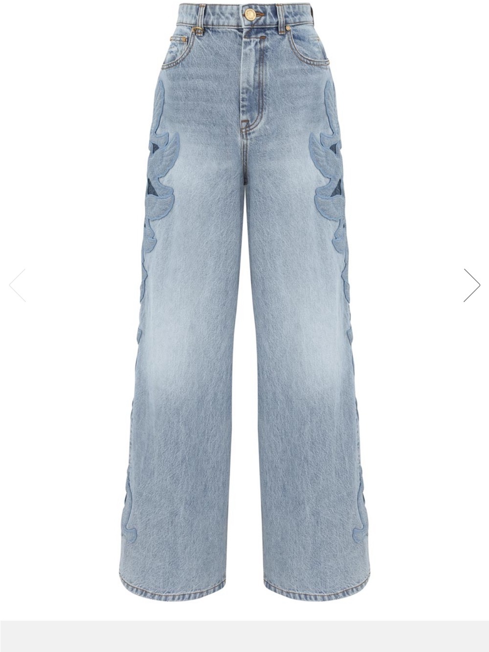 Zimmermann Light Blue Wide-Leg Jeans with Side Embroidery Size 28